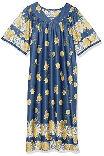 Image of AmeriMark Casual Women's Patio Muumuu House Dress Loose Comfortable Short Sleeve Sun Dress Lounger Gown Sleepwear for Ladies