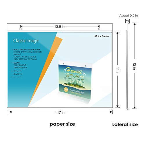 Maxgear Acrylic Sign Holder 11 X 17 Inches Wall Mount Sign Holder With Screws Clear Plastic Wall Sign Holder Acrylic Frame For Office, Home, Store, Restaurant, Landscape, 6 Pack #TOP3