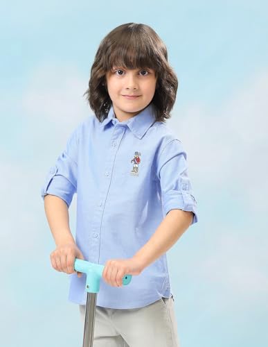 Image of USPA Kids Boys Oxford Solid Regular fit Shirt