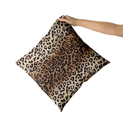 Sweetshow Brown Leopard Pillow Cover 18X18 Inches Cheetah Throw Pillows Set Of 2 Soft Cotton Leopard Print Decorative Throw Pillow Covers For Home Couch Sofa Bedroom Livingroom thumb #6