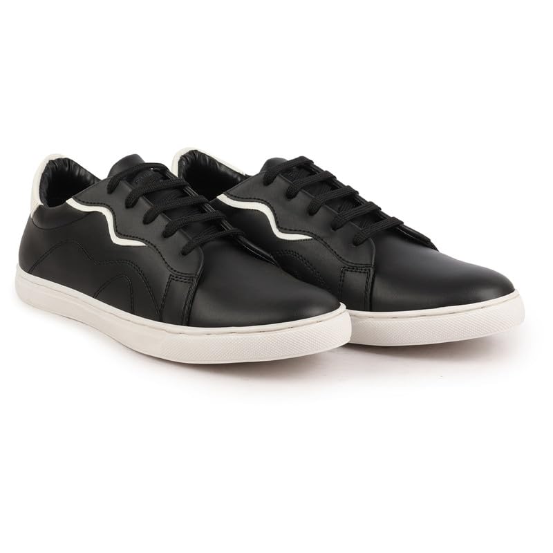 Image of FAUSTO Men's Classic Lace Up Elevated Look Sneaker Shoes with Contrast Sole|Low Ankle|Casual Shoe