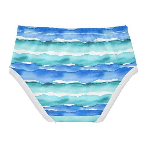 Toddlers Underwear Floral 2t Cotton Cute Panties Girl Animal Underpants Briefs Watercolor Ocean Waves Blue Turquoise2