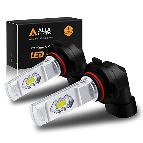 Alla Lighting 9145 H10 LED Fog Lights Bulbs PY20D 9155 9140, 6500K Xenon White ETI 56-SMD 3800 Lumens Super Bright 12V Replacement