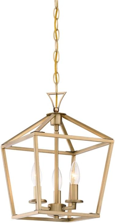 Savoy Essentials 3-420-3-322 Townsend Open Frame Pendant Lantern Ceiling Light, 3-Light 180 Total Watts, 15" H x 10" W, Warm Brass