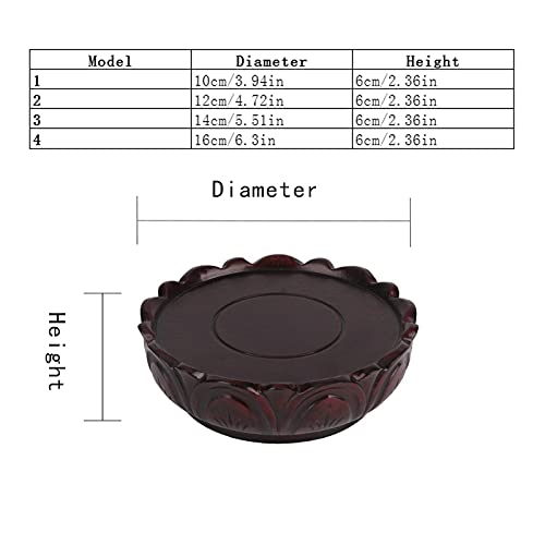 CGgJT Base per bonsai Base in legno piedistallo per vasi monofacciale a forma di loto espositore per decorazione domestica e ufficio (2, 3 pollici di altezza) espositori (taglia S: Small) (piccolo) - Image 3