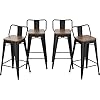 Changjie Furniture 30 Inch Bar Stools Bar Height Bar Stools Industrial Metal Barstools Set of 4 for Home Kitchen (30 inch, Black)