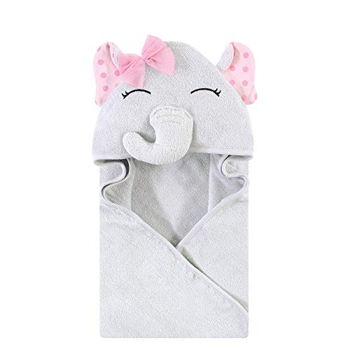 Image of Hudson Baby Unisex Baby Cotton Animal Face Hooded Towel, Pink Dots Pretty Elephant, One Size