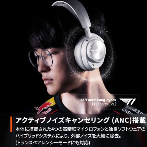 SteelSeries ゲーミングヘッドセット ヘッドホン Arctis Nova Pro Wireless White 軽量 無線 ワイヤレス 密閉型 ハイレゾ アクティブノイズキャンセリング搭載 Hi-Fiサウンド PC/PS 5/4/Switch2/Switch/スマートフォン対応 61524 ホワイト 調整可能