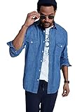 M - 8XL STHUGE Jeanshemd, Langarm, Modern Basic Fit, Kentkragen, bis 8 XL Light Blue L 804698901-L