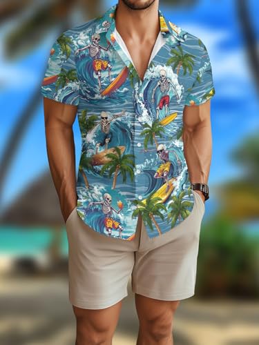 Funny Hawaiian Shirts for Men Short Sleeve Button Down Casual Shirts Summer Tropical Beach Shirt4