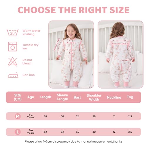 Image of LAT Winter Baby Sleep Bag with Feet,3-way zip Wearable Blanket with Removable Sleeves,Warm Sack for Toddler 2.5 TOG