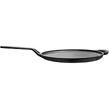 LIVEVIE Pre-Seasoned 11 inch Cast Iron Tawa, Heavy-Duty 6.6 lbs Flat Griddle for Pancakes, Roti, Tortillas, Eggs & More, Gas, Open Flame Compatible, 5.5" Handle, Naturally Non-Stick