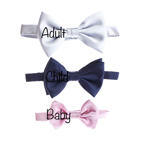My Lello Classic Pre- Tied Satin Adjustable Bow Tie Solid Formal Tuxedo Style For Baby's, Children & Men4