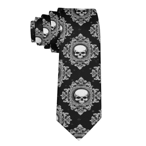 MZERSE Ties for Men Boys Wedding Dance Prom, Fashion Skinny Neck Tie Vintage Skull Black And White