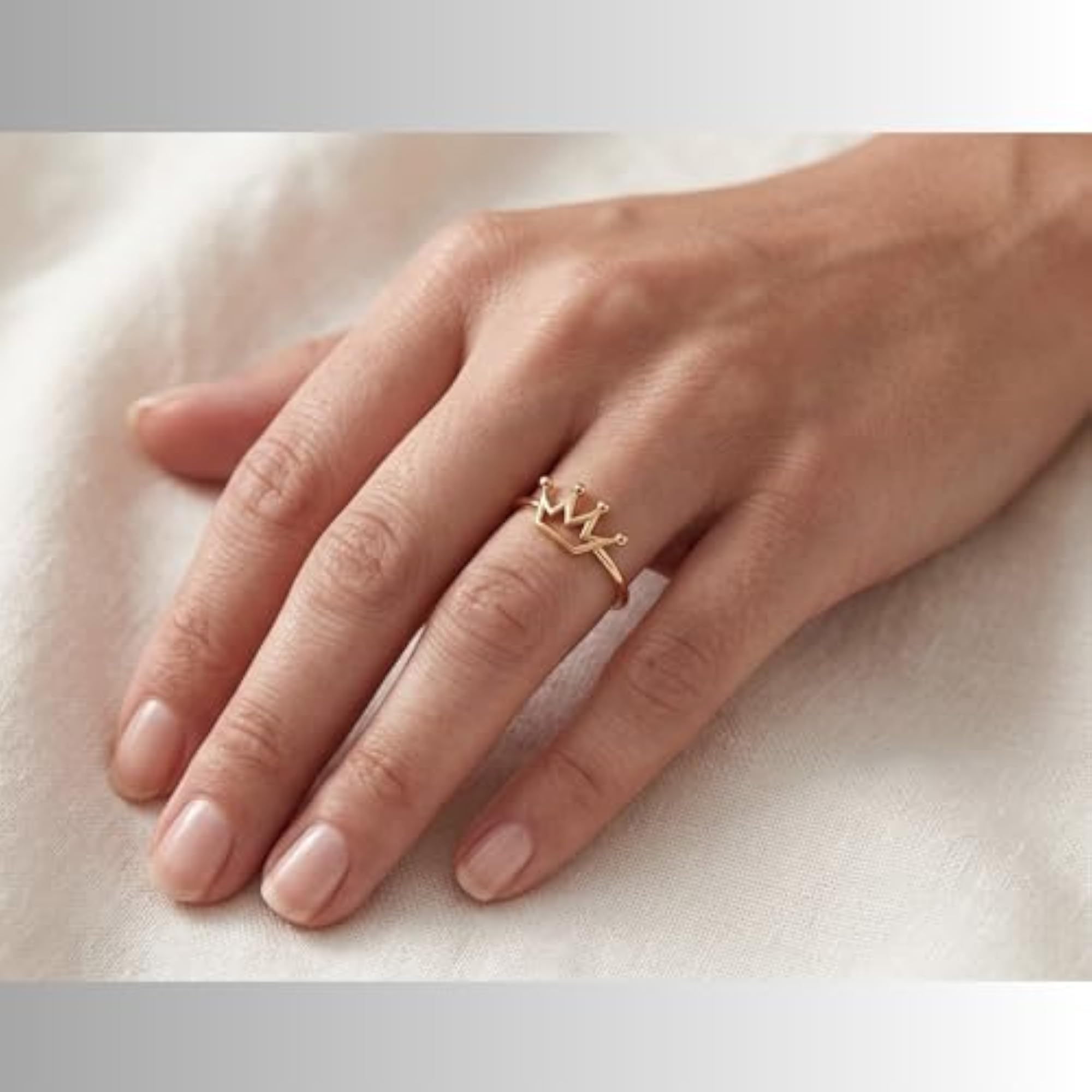 Women's 925 Sterling Silver Gold Plated Crown Leaf Floral Ring