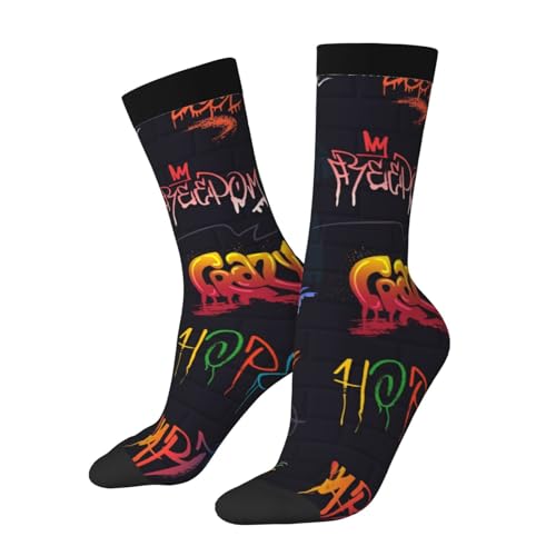 peiyeety Graffiti Graffito Brushstroke Lettering Graphic Rf u200bunisex Novelty Crew Socks, Stretch Comfort Fitu200b