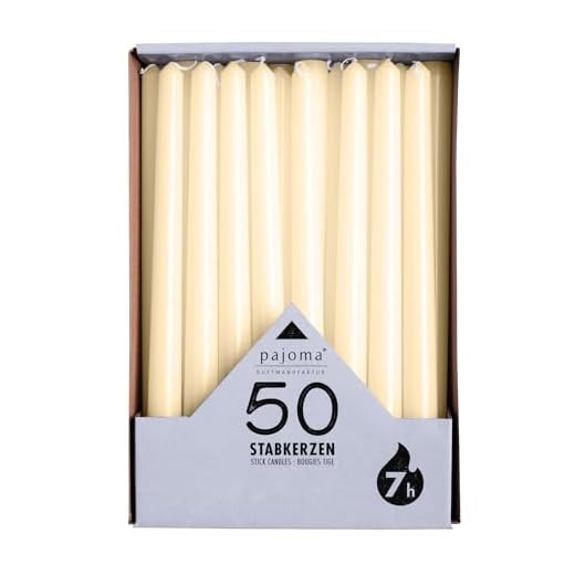 pajoma Velas de varillas, color champán, 50 unidades, altura 25 cm, tiempo de combustión aprox. 7 horas
