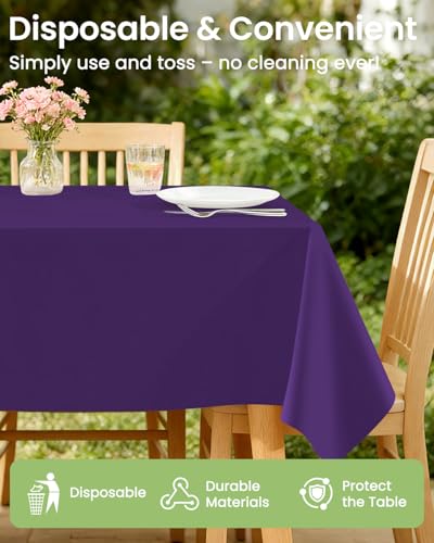 Image of LANLISA 4 Pack Purple Plastic Tablecloth Disposable, 54 x 108 Inch