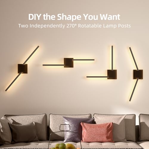 torchlet battery operated wall sconce with remote control dimmable wall sconces set of two with diy independently rotatable lamp 3000k-6000k led wall lights for living room bedroom 283in 2 pack