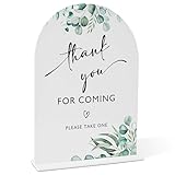 Greenery Thank You For Coming Sign, 8 x 11 Inch White Arch Acrylic Wedding Sign with Holder, Wedding Sign for Ceremony and Reception, Wedding Decoration, Wedding Supplies - H21
