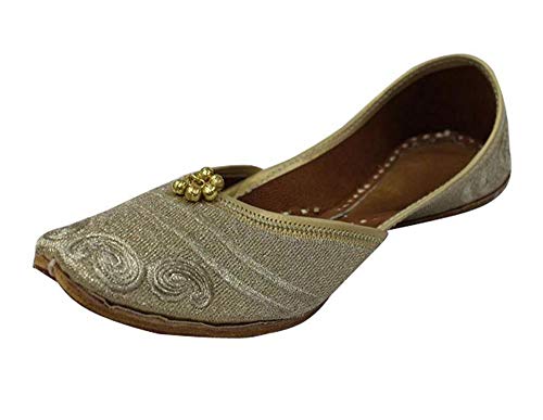 Stop n Style Gold Punjabi Jutti for Ladies Shoes Handmade Ethnic Mojari Traditional