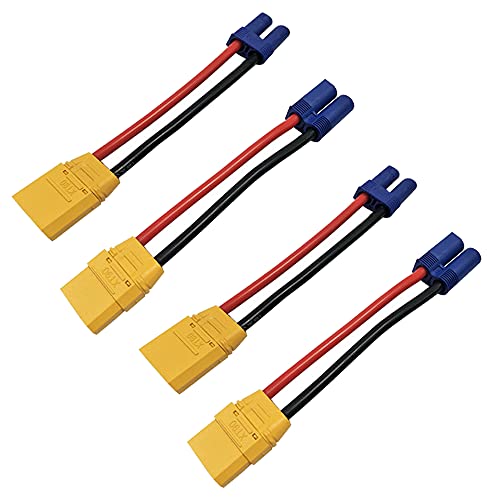 LinsyRC 2 conectores macho XT90 para conector EC5 fêmea e 2 conectores fêmea XT90 para adaptador de