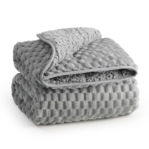 Image of Super Soft Luxury Fleece Sherpa Weighted Blanket for Teens, 3lbs Small Weighted Lap Blanket for Adults, Turtle Shell Cozy Warm Throw for Winter, Compact Heavy Blanket for Sleep & Travel, Grey, 36 inchx48 inch