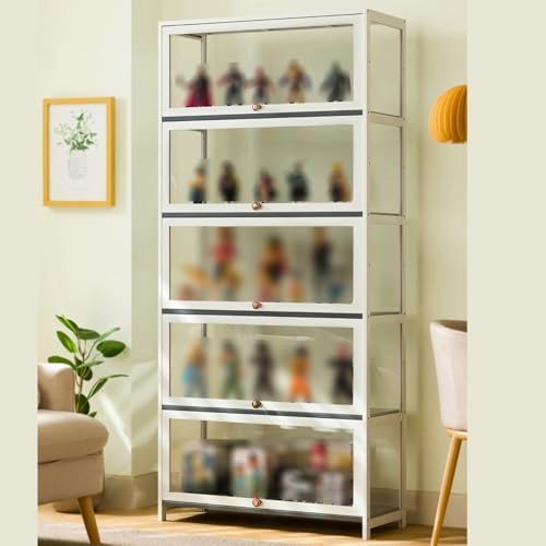 Vitrina de exhibición de curiosidades con puertas acrílicas, estuche de pie para figuras y colección Curio, exhibición transparente para sala de estar y dormitorio