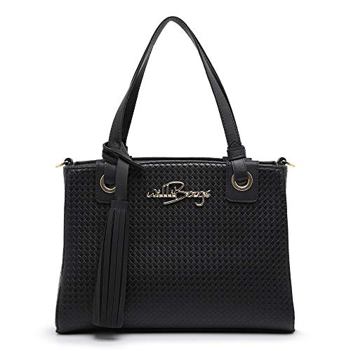 Kit Bolsa + Carteira Willibags Feminina + Transversal Removível (PRETO)