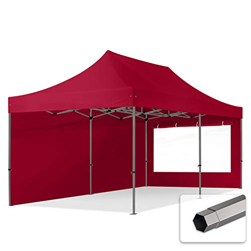 TOOLPORT 3x6 m Tonnelle Tente Pliante Barnum Acier, PES 750, côtés panoramiques, Rouge