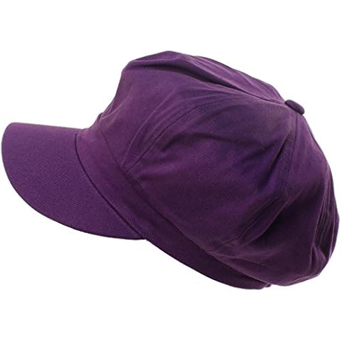 Summer 100% Cotton Plain Blank 8 Panel Newsboy Gatsby Apple Cabbie Cap Hat, Purple, One Size Cover