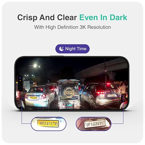 Image of Onelap Vidsure (2026 Edition Front) - 3K UpScaled to 4K Dashcam for Car | Real Sony STARVIS IMX335 | 5MP 3840p QHD Front | 5.8Ghz WiFi | HDR |1.47 inch LCD | Dual Port Charger