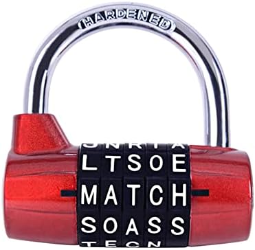 Gym Locker Lock,5 Letter Word Lock,5 Digit Combination Lock,Safety Padlock for School Gym Locker,Sports Locker,Fence,Toolbox,Case,Hasp Storage (Red)