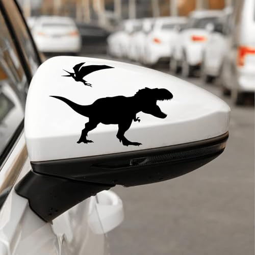 Image of Black Dinosaur Car Decals Vinyl Dinosaur Car Stickers Small Dinosaur Bumper Decals Peel and Stick Dino Animals Funny Car Decals Removable T-Rex Car Window Sticker for Car Glass Bumper Decor