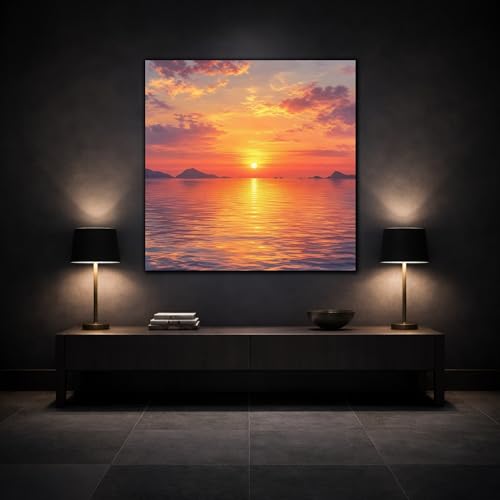 Tableau Sunset Orange Canvas Print 60x60 cm pour salon - 3
