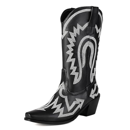 Bottes mi-mollet femme bout pointu et talon bloc moyen Asterisco