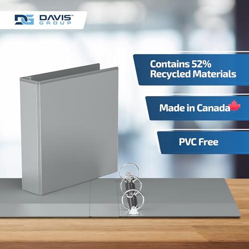 Image of Easyview 3-Ring Binder, Clear-View Cover, 2 inch Round Rings, Gray, 6 Pack | Heavy-duty binder, fits 8.5 inch x 11 inch paper, customizable cover, made in Canada, ideal for school or office use