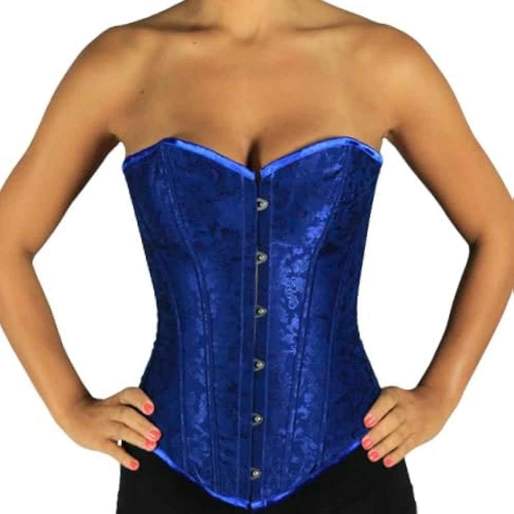 Amazon.com: Blue Floral Jacquard Satin Costume Corset, Strapless