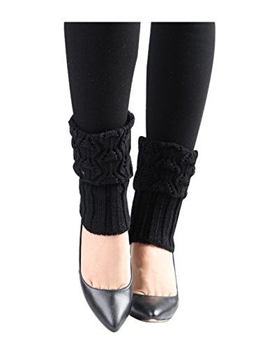 Image of uxcell Women's Knitted Design Solid Warm Thick Knee High Length Ribbed Leg Warmers