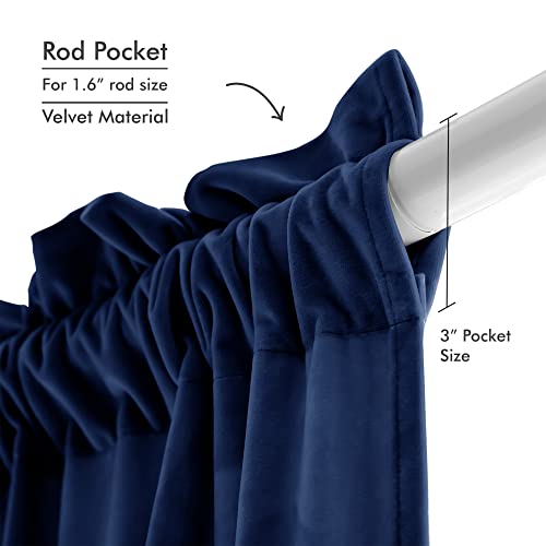 Twin Six Super Soft Blackout Velvet Curtains With 2 Pillow Case,Thermal Insulated Solid Heavy Rod Pocket Window Drapes For Living Room (Navy Blue, 52"X84",2 Panels) #TOP2