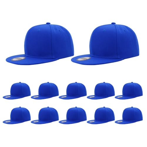 Image of ZH Plain Flat Brim Snapback Baseball Caps Adjustable Blank Baseball Caps Wholesale 12 Pack
