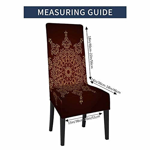 Numland Moroccan Floral Pattern Dining Room Chair Covers Luxury Gold Lace Elegance Ethnic Blossom 1 Pack Short Stretchable Polyester Removable Washable For Home Kitchen Restaurant Banquet #TOP4
