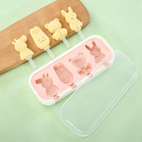 Molde de silicona para paletas de 4 cavidades con tapa miniatura 6