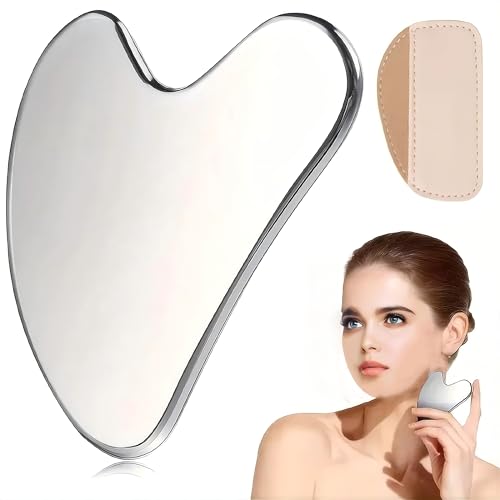 Stainless Steel Gua Sha Facial Tools Set, Metal Guasha Tool for F...