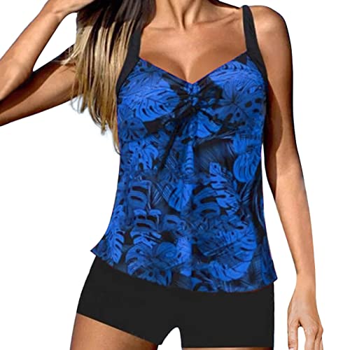 ZGNB Badeanzug MäDchen,Damen Bikini Set One Shoulder Bandeau Bikinioberteil Wellenkante Strandmode Zweiteiliger Asymmetrischer Badeanzug Tankini Damen Mit BüGel Minimizer Blues Bikini Cover