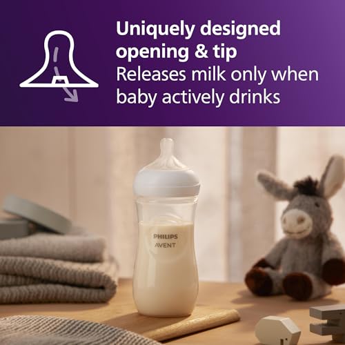 Image of Philips Avent Natural Baby Bottles with Natural Response Nipples (Fast Flow, Flow 4), 11oz, 4-Pack, SCY906 /04