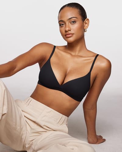 INLYRIC Women's Inbarely Triangle Bralette Comfortable Unlined V Neck Wireless Smoothing Bra Top Stretch2