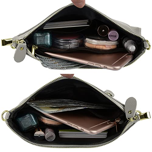 Image of YALUXE Genuine Leather Wristlet Handbags Purses Cell Phone Pocket Clutch Wallet Crossbody Bags for Women