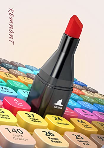 Image of 60 Color Alcohol Marker Pens,Bright Permanent,For Coloring Art Markers For Kids, Adults Coloring Book,Wide Chisel And Thin Head Double-head Design Equipped With, Black Suitcase.