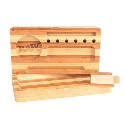 Raw Backflip Bamboo Magnet Rolling Tray (Limited Edition Striped) With Clear Es Scoop Card #TOP1